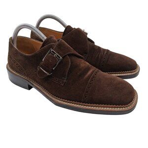 Mezlan Shoes Mens Size 8 Brown Suede Niguel Single Monk Strap Dress Cap Toe